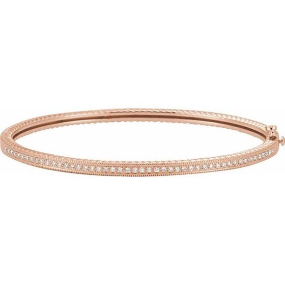 14k Rose Gold 1 1/2CTTW Diamond Bangle - Picture 1 of 1